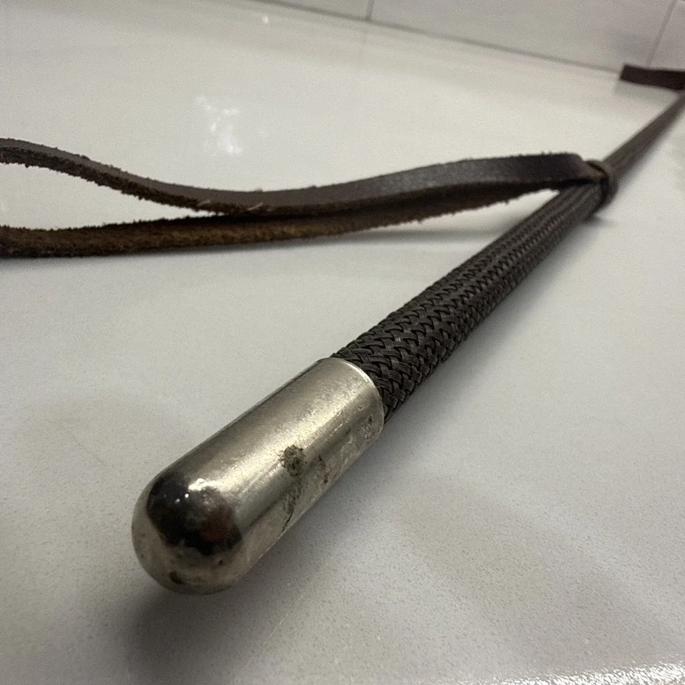 Vintage County Made In England Riding Crop Hunt Whip Leather / Braided Nylon 27
